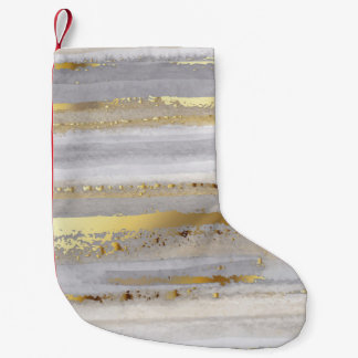 Luxury grey watercolor and gold texture small christmas stocking