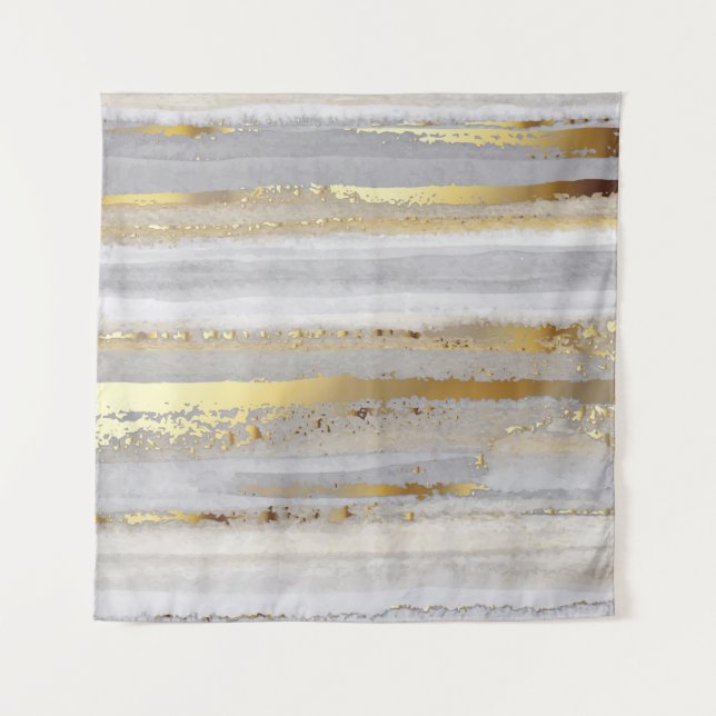 Luxury grey watercolor and gold texture tapestry (Front)