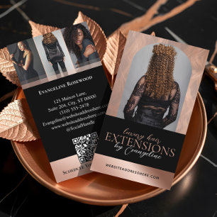 Luxury Hair Extensions Salon Arch Photo Black Rose Business Card