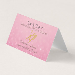 Luxury Hair Studio Business Card with Pink Glitter