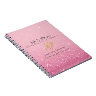 Luxury Hair Studio | Pink Glitter and Gold Logo - Notebook