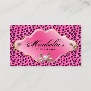 Luxury Hair Stylist Pink Cheetah Print Salon Business Card