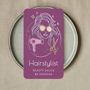 Luxury Hairstylist Beauty Salon Chic Berry Purple Business Card