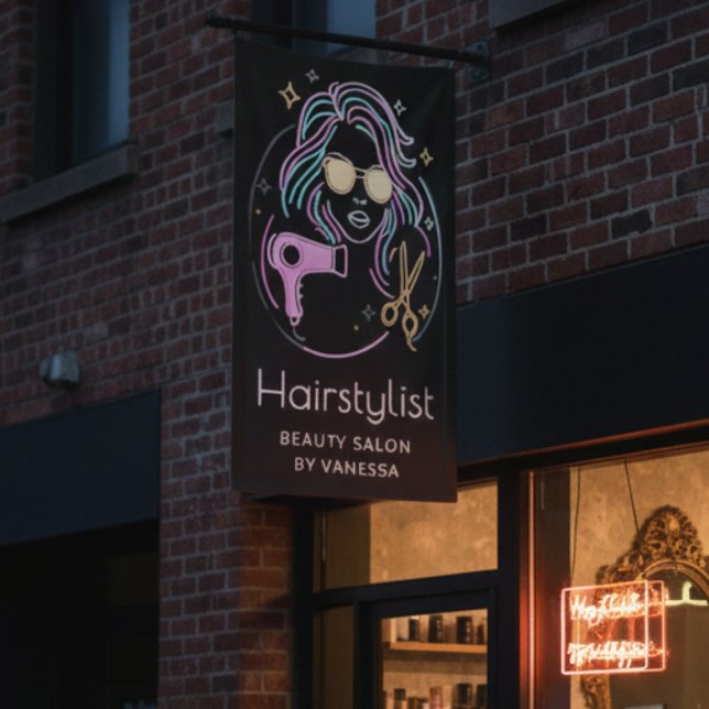 Luxury Hairstylist Beauty Salon Modern Black Banner (Creator Uploaded)