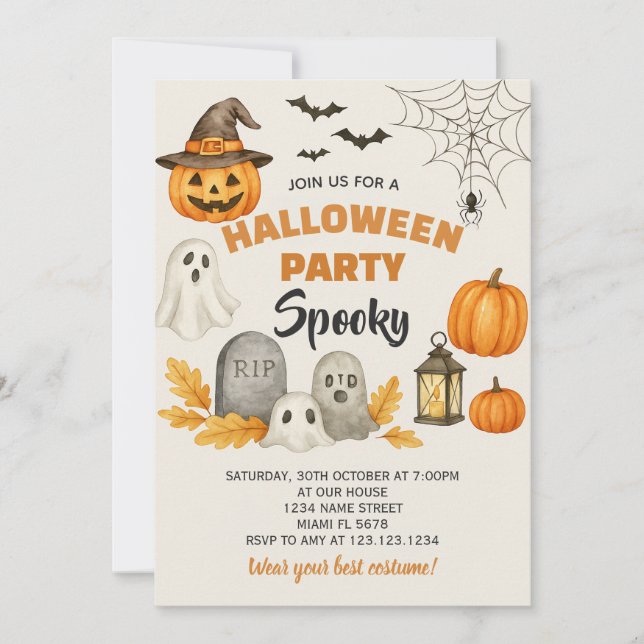 Luxury Halloween Party Card (Front)