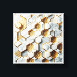 Luxury Hexagonal Marble & Gold Mosaic - Modern Geo Canvas Print<br><div class="desc">A sophisticated geometric abstract featuring a seamless blend of white Carrara marble and radiant gold hexagonal tiles. The 3D depth and intricate floral patterns etched into the gold create a high-end architectural feel. Ideal for luxury bathroom decor,  modern kitchen backsplashes,  or as an elegant statement piece in minimalist interiors.</div>