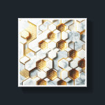 Luxury Hexagonal Marble & Gold Mosaic - Modern Geo Canvas Print<br><div class="desc">A sophisticated geometric abstract featuring a seamless blend of white Carrara marble and radiant gold hexagonal tiles. The 3D depth and intricate floral patterns etched into the gold create a high-end architectural feel. Ideal for luxury bathroom decor, modern kitchen backsplashes, or as an elegant statement piece in minimalist interiors.</div>