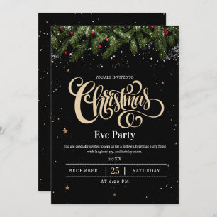 Luxury Holiday Christmas Night Party Invitation