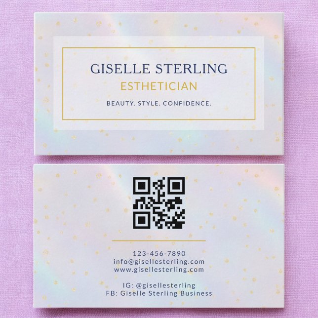 Luxury Holographic Aesthetician Modern  Business Card (Creator Uploaded)