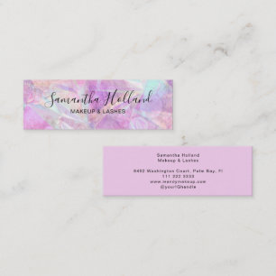 Luxury Holographic Blush Pink & Opal Makeup Mini Business Card
