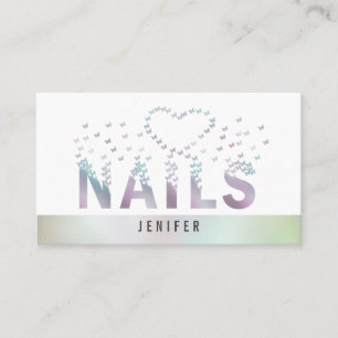 Luxury holographic butterflies nails logo business card