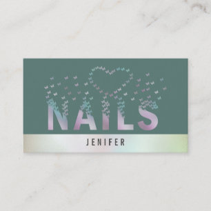 Luxury holographic butterflies nails logo business card