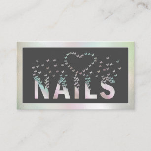 Luxury holographic butterflies nails logo business card