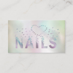 Luxury holographic butterflies nails logo business card