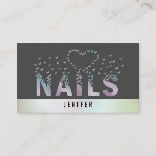 Luxury holographic butterflies nails logo business card