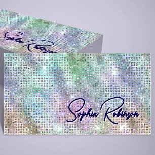Luxury Holographic Glitter and Blue Business Card
