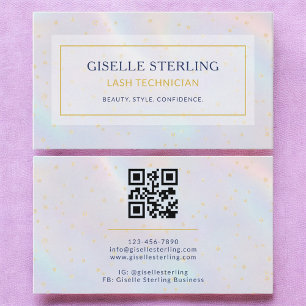 Luxury Holographic Lash Technician Modern Business Card