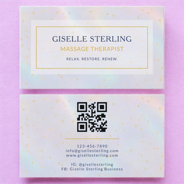 Luxury Holographic Massage Therapist Modern  Business Card (Creator Uploaded)