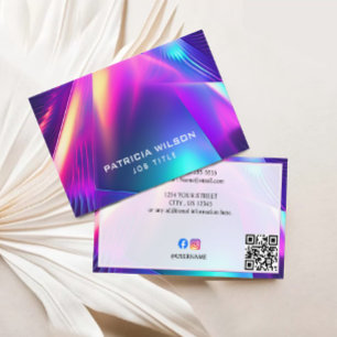 Luxury Holographic Minimal QR Code & Social Media Business Card