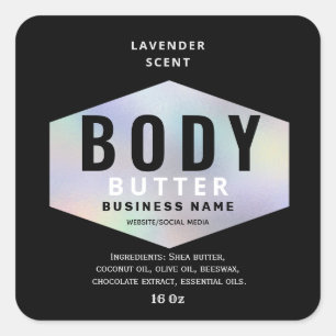 Luxury holographic minimalist body butter label