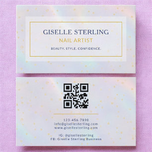 Luxury Holographic Nail Artist Modern  Business Card