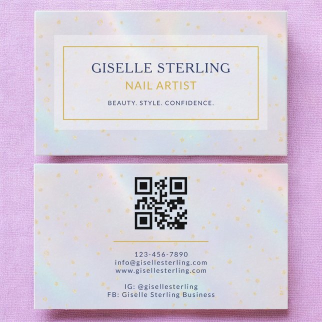 Luxury Holographic Nail Artist Modern  Business Card (Creator Uploaded)