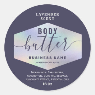 Luxury holographic script body butter label