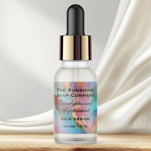 Luxury holographic waves dropper bottle label