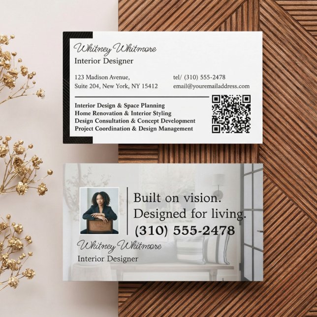 Luxury Home Interior Design Stylist Photo Qr Code Business Card (Creator Uploaded)