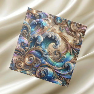 Luxury Home   Rainbow Coastal Ocean Waves Tile