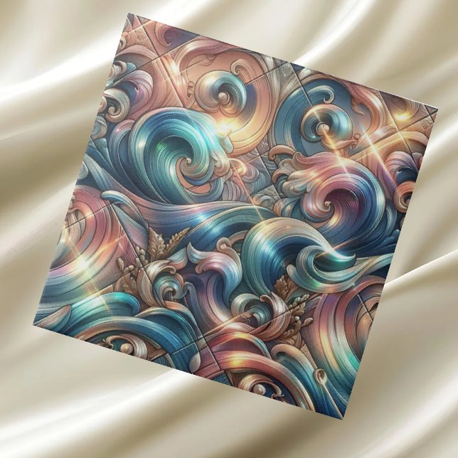 Luxury Home | Rainbow Coastal Ocean Waves Tile (Creator Uploaded)