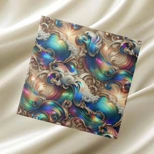 Luxury Home   Rainbow Coastal Ocean Waves Tile