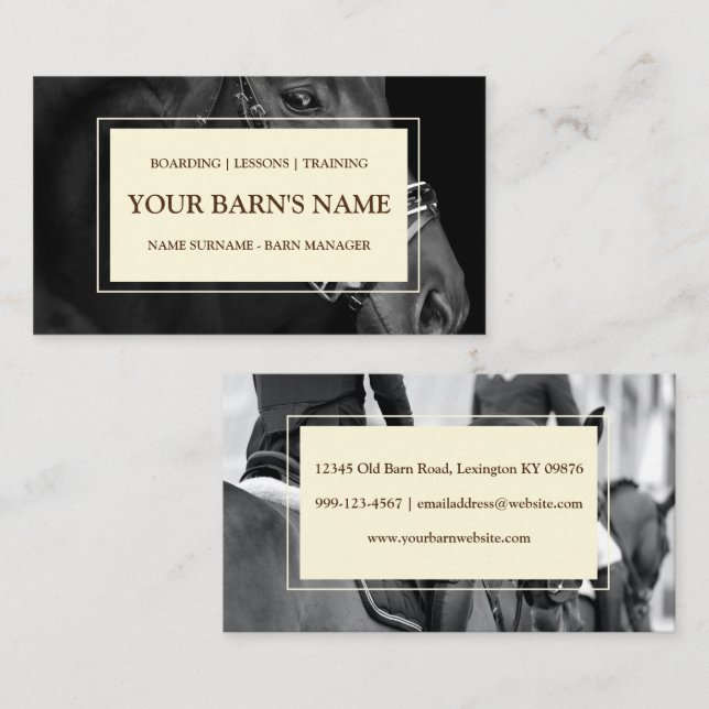 Luxury Horse Boarding Barn Equestrian Business Car Card (Front/Back)