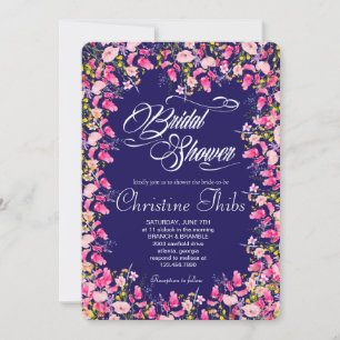 Luxury Hot Pink Floral Bridal Shower Invitation
