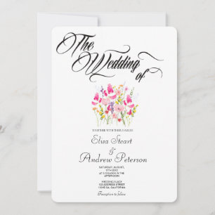Luxury Hot Pink Floral Wedding Invitation