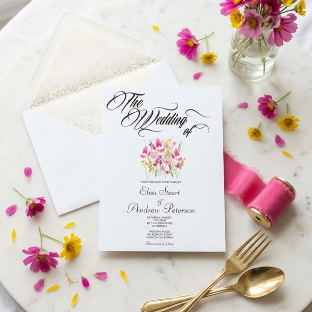 Luxury Hot Pink Floral Wedding  Invitation (Creator Uploaded)