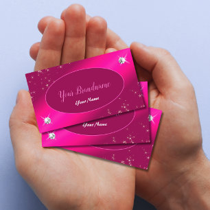 Luxury Hot Pink Glitter Stars Glamourous Diamonds Business Card