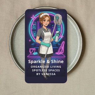 Luxury House Cleaning Maid Housekeeping Modern Business Card