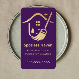 Luxury House Cleaning Services Housekeeping Purple Business Card