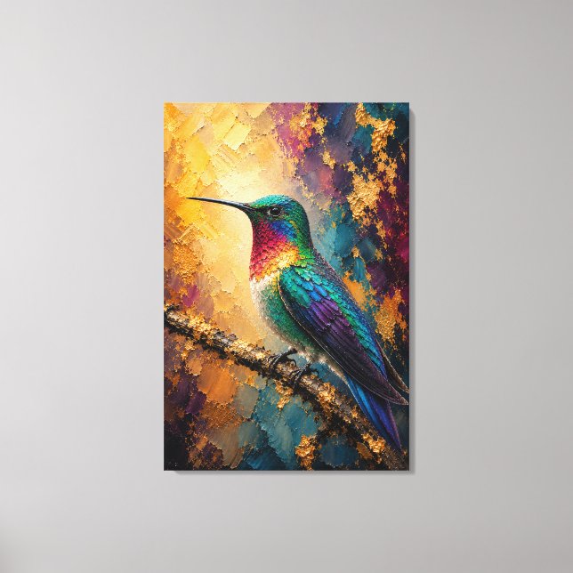 Luxury Hummingbird Impasto Canvas Print (Front)