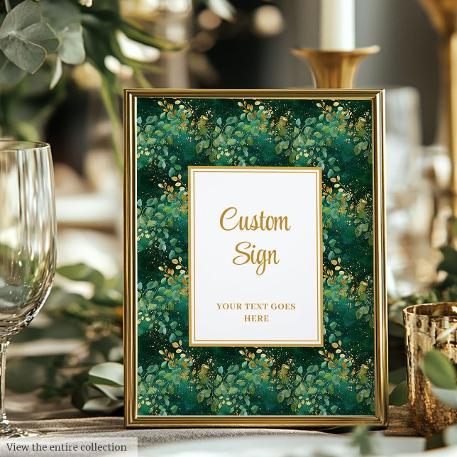 Luxury Hunter Green Gold Eucalyptus Custom Sign (Luxury Hunter Green Gold Eucalyptus Custom Sign)