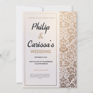 Luxury in Golden Blossoms Weeding Invitation