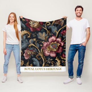 Luxury Indian Floral Fleece Blanket Vintage Royal