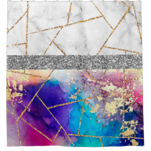 Luxury Interior Marble Stone Glitter  Shower Curta Curtain