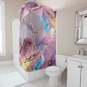 Luxury Interior Marble Stone Glitter  Shower Curta Shower Curtain