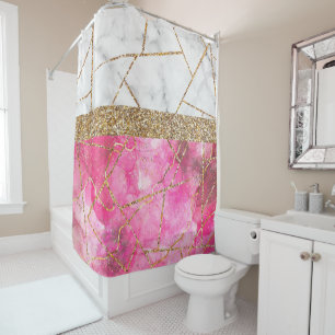 Luxury Interior Marble Stone Glitter  Shower Curta Shower Curtain