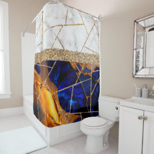 Luxury Interior Marble Stone Glitter  Shower Curta Shower Curtain