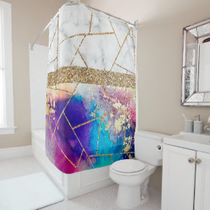 Luxury Interior Marble Stone Glitter  Shower Curtain