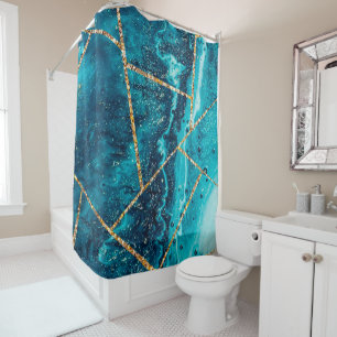 Luxury Interior Marble Stone Glitter  Shower Curtain