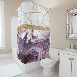 Luxury Interior Marble Stone Glitter  Shower Curtain
